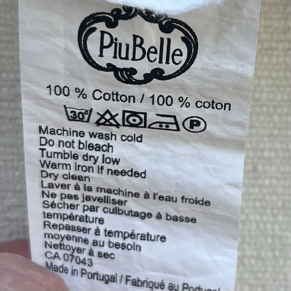 PiuBelle Portugal Set of 2 King Cream Pillowcases Cotton Percale Piu Belle New